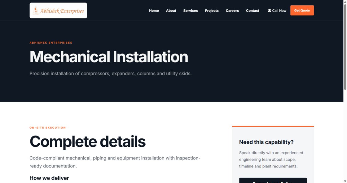 Abhishek Enterprises live website preview
