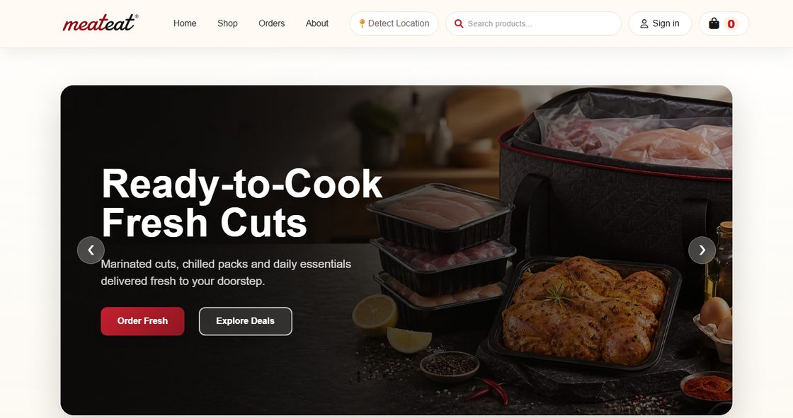 MeatEat live website preview